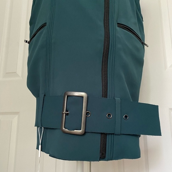 Self Portrait- NWT Green Teal Oversized Belt Buckle Vest - Picture 9 of 13